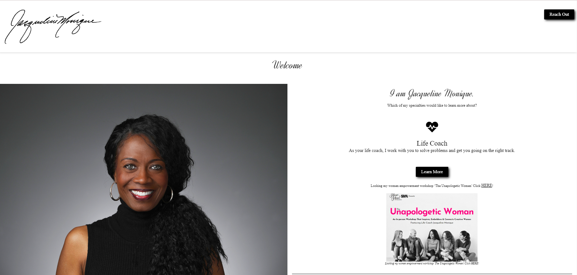 jacquelinemonique.com website screenshot